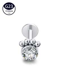 1 件个性化简约 G23 纯钛半透明方形水晶和猫爪形耳钉/耳垂/唇钉/唇钉穿孔首饰，带内螺纹，适合女士 6 毫米/8 毫米 - 銀色 - 查看 4