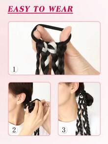 2 Pieces 24 Inch Long Boxing Braid Ponytail With Rubber Band Hair Ring Synthetic Boxing Braids Crochet Braid Hair Extensions For Women Daily Wear - Black-brown - View 8