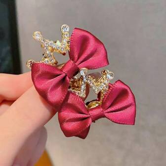 2 件/套女嬰髮夾、幼兒髮夾、花朵按扣髮夾、蝴蝶結髮夾、髮夾、女孩髮飾