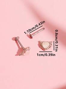 1 Miếng Sáng bóng & Thanh tú Thép không gỉ Sợi tổng hợp Opal Tim & Môi Hạt tai Xuyên Đinh tán tai Đối với phụ nữ - A - Xem 7