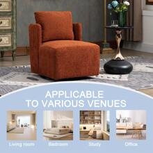 HOMEFUN Swivel Barrel Chair, Comfy Round Accent Sofa Chair For Living Room, 360 Degree Swivel Barrel Club Chair, Leisure Arm Chair For Nursery, Hotel, Bedroom, Office, Lounge - 橘色 - 查看 5