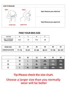 大码无缝胸罩，聚拢，防下垂，侧面支撑，无钢圈，聚拢，胸部塑形，减少多余脂肪 - 咖啡棕 - 查看 3