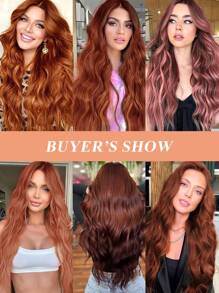20 pulgadas Extensiones de cabello con clip de color naranja-marrón, set de 6 piezas, extensiones de cabello ondulado suave, extensiones de cabello gruesas, extensiones de cabello con clip, extensiones de cabello completas con clip para mujeres, extensiones de fibra sintética, adecuadas para fiestas y Navidad - Naranja Manchado - Ver 9