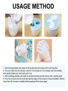 1套/2入情侶手部鑄造套裝,diy石膏克隆粉+造型粉,3d手腳模具,適用於成人和情侶,情人節週年紀念禮物 - 白色 - 查看 9