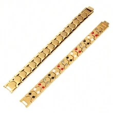 1 Miếng Tông vàng Thép Titan không phai Nam Làm Việc  Vòng tay , Từ tính Rộng Thép không gỉ Chuỗi Băng tay - vòng tay nam - Xem 6