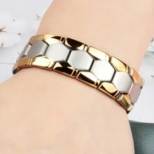 1 Miếng Tông vàng Thép Titan không phai Nam Làm Việc  Vòng tay , Từ tính Rộng Thép không gỉ Chuỗi Băng tay - vòng tay nam - Xem 3