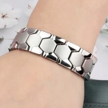 1 Miếng Tông vàng Thép Titan không phai Nam Làm Việc  Vòng tay , Từ tính Rộng Thép không gỉ Chuỗi Băng tay - vòng tay nam - Xem 5