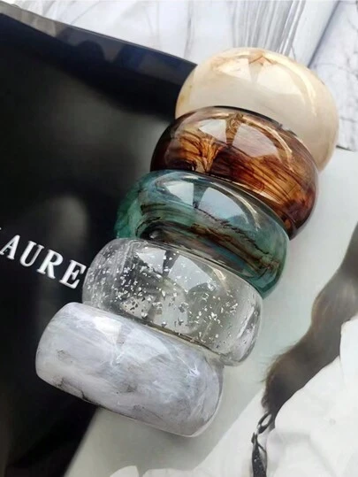 1入組西式時尚、個性化、性感、藝術、復古優雅、可愛手鍊，多色圓形樹脂紋理，漸變效果，半透明，誇張的幾何3D波西米亞式手環，（自然手鍊-紋理隨機深淺和顏色）