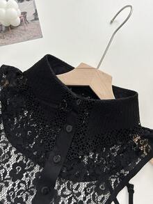 1pc Women's Detachable Lace Collar, Suitable For Students And Professionals - Black - View 3