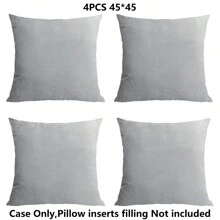 4pcs Prosty Jednolity kolor Krótki plusz Miękki Skóra Poszwa na Poduszki Bez Pożywny - Jasnoszary - Zobacz 1