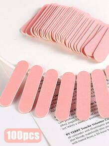100 PCS Pink Mini Nail File, Disposable Nail File Double Sided Emery Board Suitable For Natural Acrylic Fake Nails Home And Salon Use