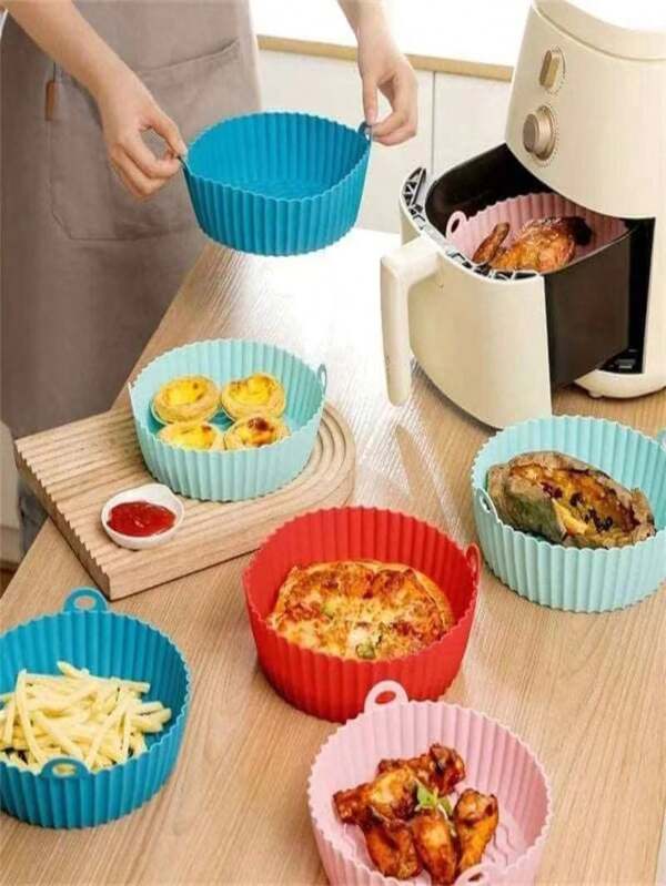 Cesto de Silicone Redondo Air Fryer e Forno Forma para Fritadeira Elétrica