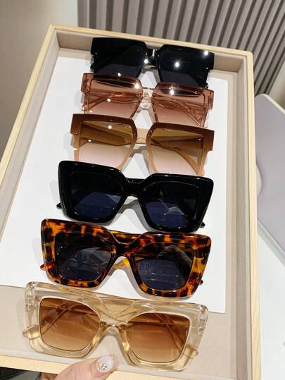6pcs Retro Style Square Plastic Sunglasses With Thick Frame, Uv Protection Eyewear For Men And Women, Perfect For Outdoor Travel, Beach And Vacation Boho Sunglasses Beach Sun Glasses Beach Accessories For Women Sun Glasses Sunglasses Shades Basics And Suit For Sweater Jeans Sweatpants Hoodie Jackets Dress And Long Sleeve Shirt Fashionable Shade Elegant Outfit Family Outings Travel Vacation Holiday For Summer Beach Vacation,Outdoor,Travel