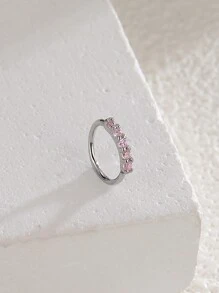 1pc Fashionable Single Row Cubic Zirconia Nose Ring For Women Nose Piercing Jewelry - Multicolor - View 2