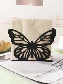1只金屬蝴蝶形中空餐巾盒,個性化衛生紙組織盒 - 黑色 - 查看 5