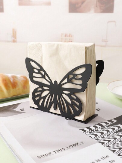 1pc Metal Butterfly Shaped Hollow Out Napkin Holder, Personalized Tissue Paper Organizer