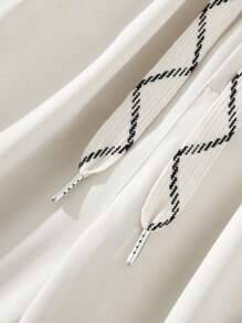 Japanese Style Men's Loose Fit Cargo Pants, Spring/Autumn Edition Elastic Cuff Cropped Casual Pants - White - View 4