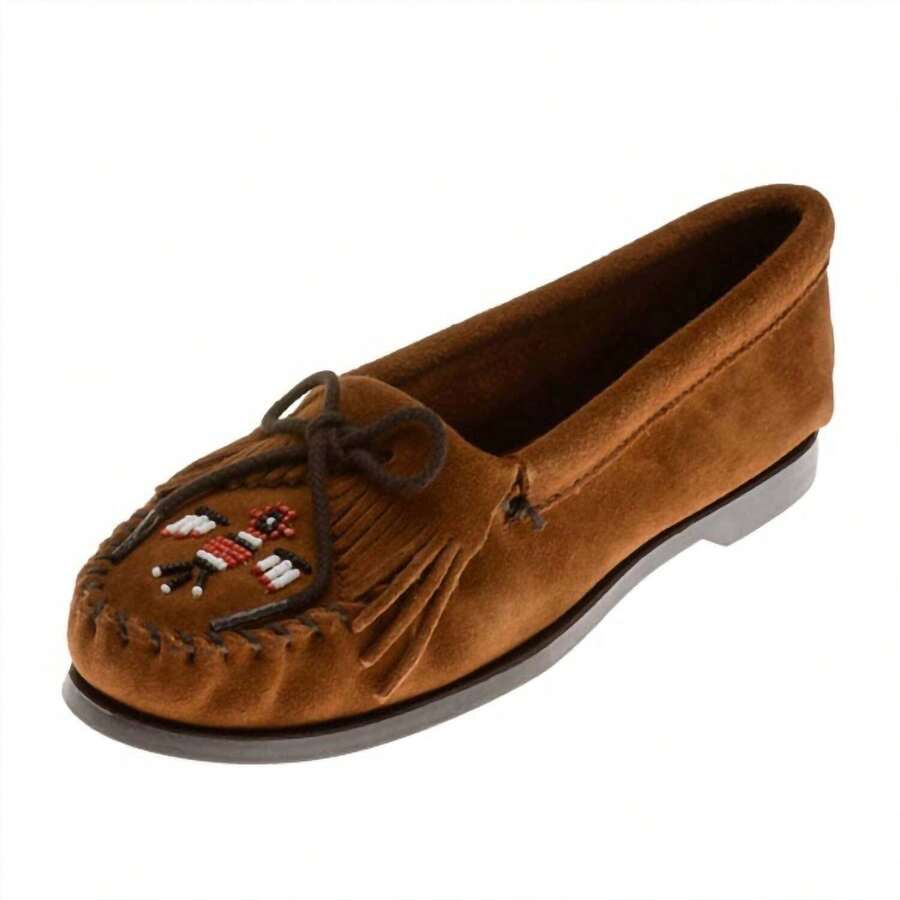 Minnetonka Women's Thunderbird Boat Sole Moccasin In Brown - Brown - View 1