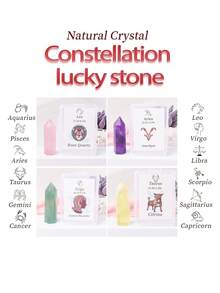 1入組12星座天然水晶柑菲賽德石、紫晶、玫瑰石英黃水晶魔杖,天秤座牡羊座寶石塔,適用於家居裝飾、房間裝飾、場景裝飾、辦公桌裝飾 - 十二星座 - 查看 7
