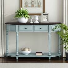 Nestfair Retro Wooden Console Table With Open Shelf Two Drawers