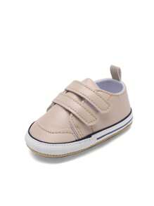 1雙中性純色pu皮革勾環和繫帶防滑橡膠平底休閒運動鞋,適用於日常活動和所有季節