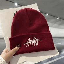 Street Winter Ins Knitted Hat, Hip Hop Style Embroidered Letter Knit Beanie For Men And Women, Warm And Fashionable