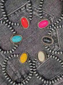 1 Stück Armband Im Vintage-western-stil Mit Mehrfarbigem Stein Und Wildem Cowboy-stil