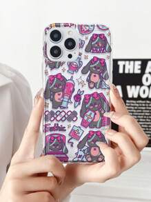 1pc Transparent Airbag Gray Pink Y2k Style Shockproof Tpu Phone Case Compatible With IPhone 15 Pro Max - Multicolor - View 2