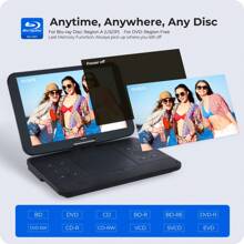 NAVISKAUTO 17.5" Portable Blu-Ray DVD Player With 15.4" 1920X1080 HD Large Screen HDMI-Compatible USB/SD - Black - View 3