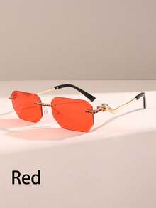 1 pieza Gafas cuadradas de moda para hombre sin marco, accesorios de lentes vintage - Multicolor - Ver 10