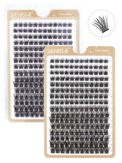  Sanishi Lashes Eyelash Curler, DIY Eyelash Extension 192pcs C Curl 9-16mm Natural Cluster Eyelashes, Personalized Voluminous & Lengthening Eyelash Curler Lash Clusters,Eye Lash Clusters,Individual Eyelashes,Lashes,Fake Lashes