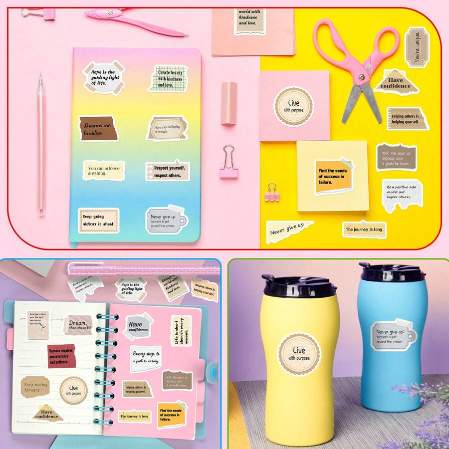 50pcs Inspirational Stickers, Motivational Quote Stickers For Teens