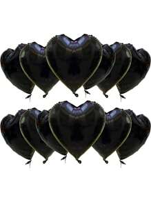 18" Foil Heart Shaped Balloons For Wedding, Birthday, Proposal Party Decor, Back To School Valentine Day - Black - View 7