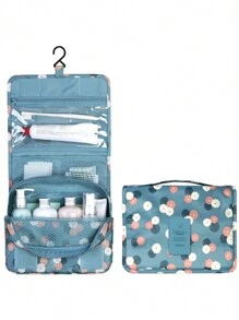 Polyester Hanging Toiletry Bag With Floral Pattern Makeup Bag Make Up Organizer For Bathroom Cruise Essential Toiletry Bags Summer Travel Essentials For Beach Vacation Holiday School Supplies Dorm Essentials Back To School - Blue - View 1