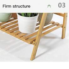 3 Tier Plant Stand Hanging Rack Bamboo Plant Ladder Foldable Flower Pots Organizer Plant Display Shelf Garden Shelves Storage Rack 70CM - Beige - View 11