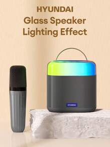 HYUNDAI Micro Karaoke Di Động Có Đèn Khí Quyển Cho KTV Gia Đình, Loa Không Dây - Màu be - Xem 2