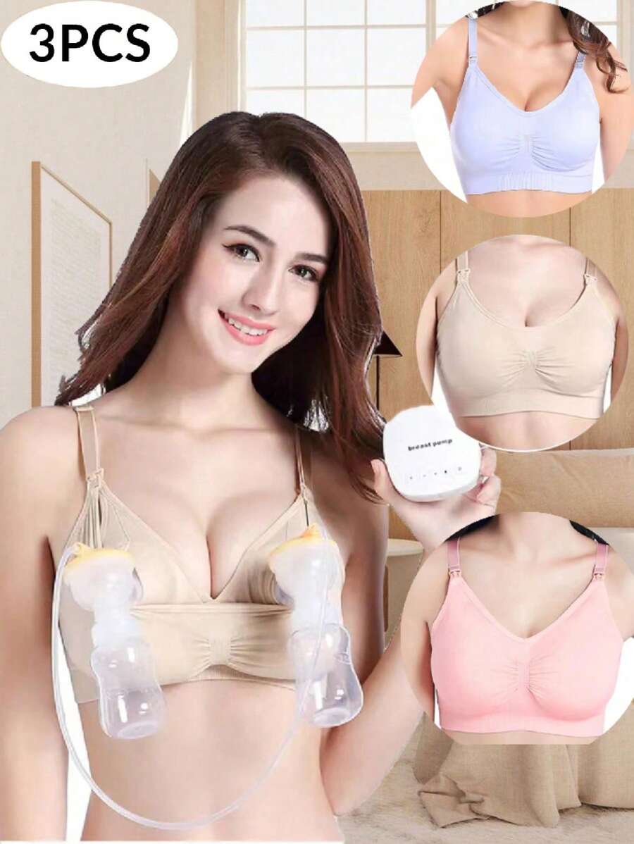 3 pezzi/pacco reggiseno di allattamento per maternità, facile apertura frontale per l\"allattamento, reggiseno per pompaggio del latte senza mani, reggiseno comodo per il sonno per la mamma