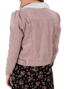 Shendy Vendy Women's Short Corduroy Jacket With Shearling Lining - 粉色 - 查看 3