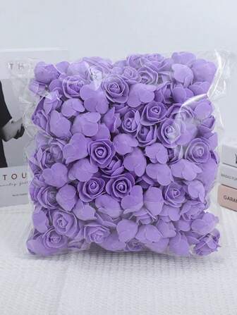 50/200 stuks imitatie paarse rozenschuimbloemen, mini-schuimrozenkop, kunstbloemen in bulk voor doe-het-zelf-knutselwerkjes, bruidsboeketten, babyshowercentra, feesttafeldecoraties en huisdecoraties.