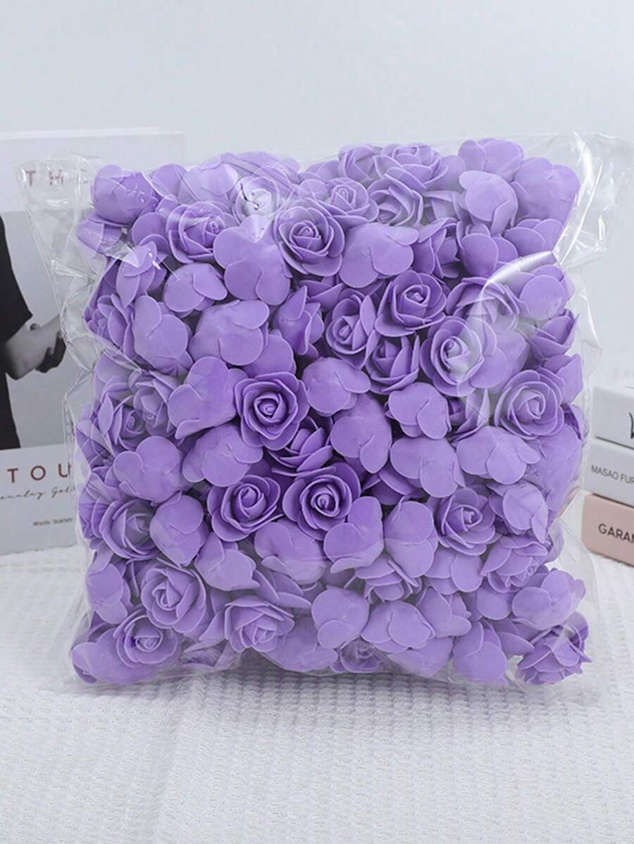 50/200 件仿紫玫瑰泡沫花迷你泡沫玫瑰头人造花散装适用于 DIY 工艺品、婚礼花束、婴儿洗礼中心、派对桌面装饰、家居装饰