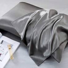 2 Stücke dunkelgrau seidiger Satin Kissenbezüge für Haar und Haut, Kissenbezug Set aus 2, kühlende Kissenbezüge mit Umschlagverschluss, luxuriöser Bettdeckenbezug, ultra weich Hotelier Kisseneinhüllung, passend für Standard Queen King M L XL Kissengröße, Grau