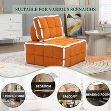 HOMEFUN Upholstered Deep Seat Armless Accent Single Lazy Sofa Lounge Arm Chair,Comfy Oversized Leisure Barrel Chairs For Living Room/Office/Meetingroom/Aparment/Bedroom Furniture Set - 橘色 - 查看 5
