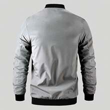 Boyfriend Style Men's Functional Jacket Baseball Jacket, Embroidery Stand Collar Thin Bomber Jacket Gym Clothes Boyfriend Style Men - Grey - View 2