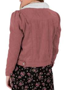 Shendy Vendy Women's Short Corduroy Jacket With Shearling Lining - 紫紅色 - 查看 3