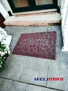 Alfombra De Bienvenida Antideslizante Y Duradera Con Textura Atrapapolvo (59x39.5 Cm) Tapete Para Exterior De Fácil Cuidado - Rojo - Ver 4