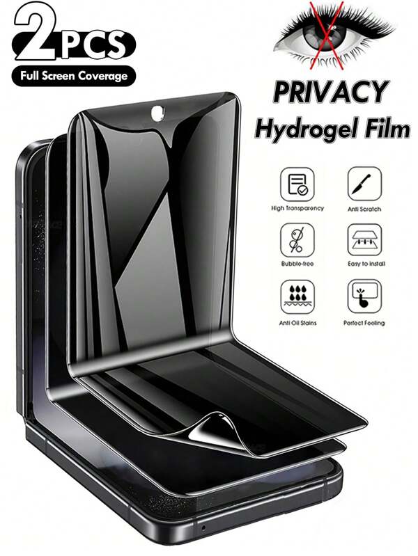 2 Pcs Privacy Anti Glare Spy Peep Hydrogel Protective Film Compatible With Samsung Galaxy Z Flip 7 6 5 4 3 [Not Tempered Glass]