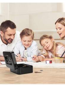 Money Safe Box With Keys Removable Tray - Black - View 3