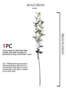 1pc Plastic Chiffon Fake Single Stem Camellia Flower, 7 Colors, Simple & Elegant Long Stem Camellia, Suitable For Wedding, Party, Home Decor, Holiday Party, 90cm - White - View 2