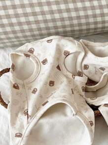 Cute Pet Vest Spring Summer Plush Clothes For Medium And Small Dogs With Cartoon Pattern (With Hood)