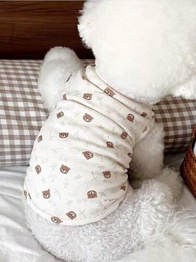 Bonito Chaleco Para Mascotas, Ropa De Felpa Para Primavera Y Verano Para Perros Medianos Y Pequeños Con Patrón De Dibujos Animados (con Capucha)